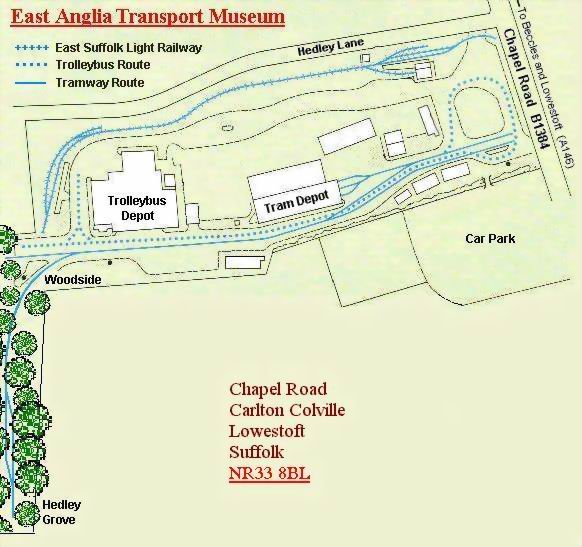 This is a map of the East Anglia Transport Museum